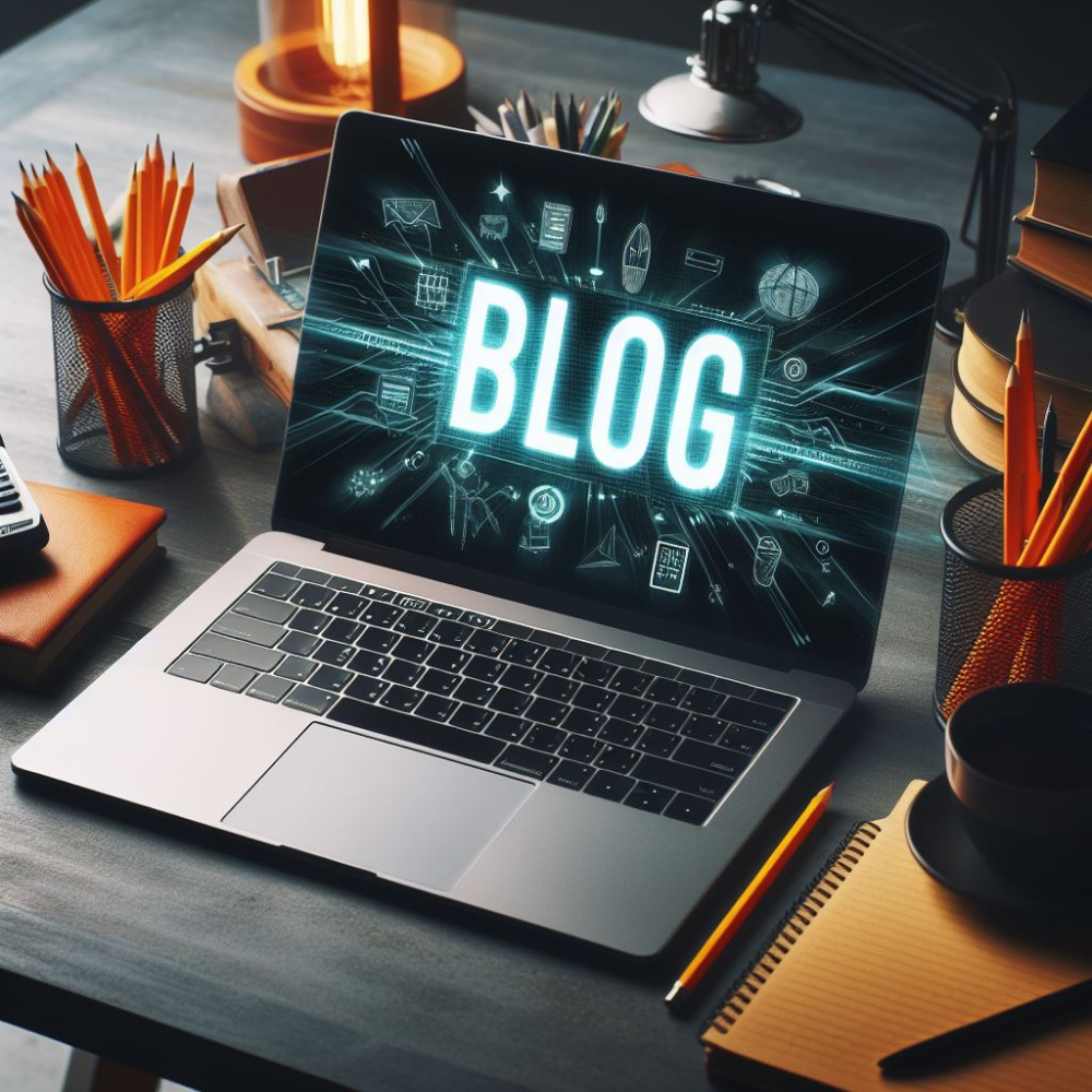 Laptop screen displaying BLOG text representing content marketing.